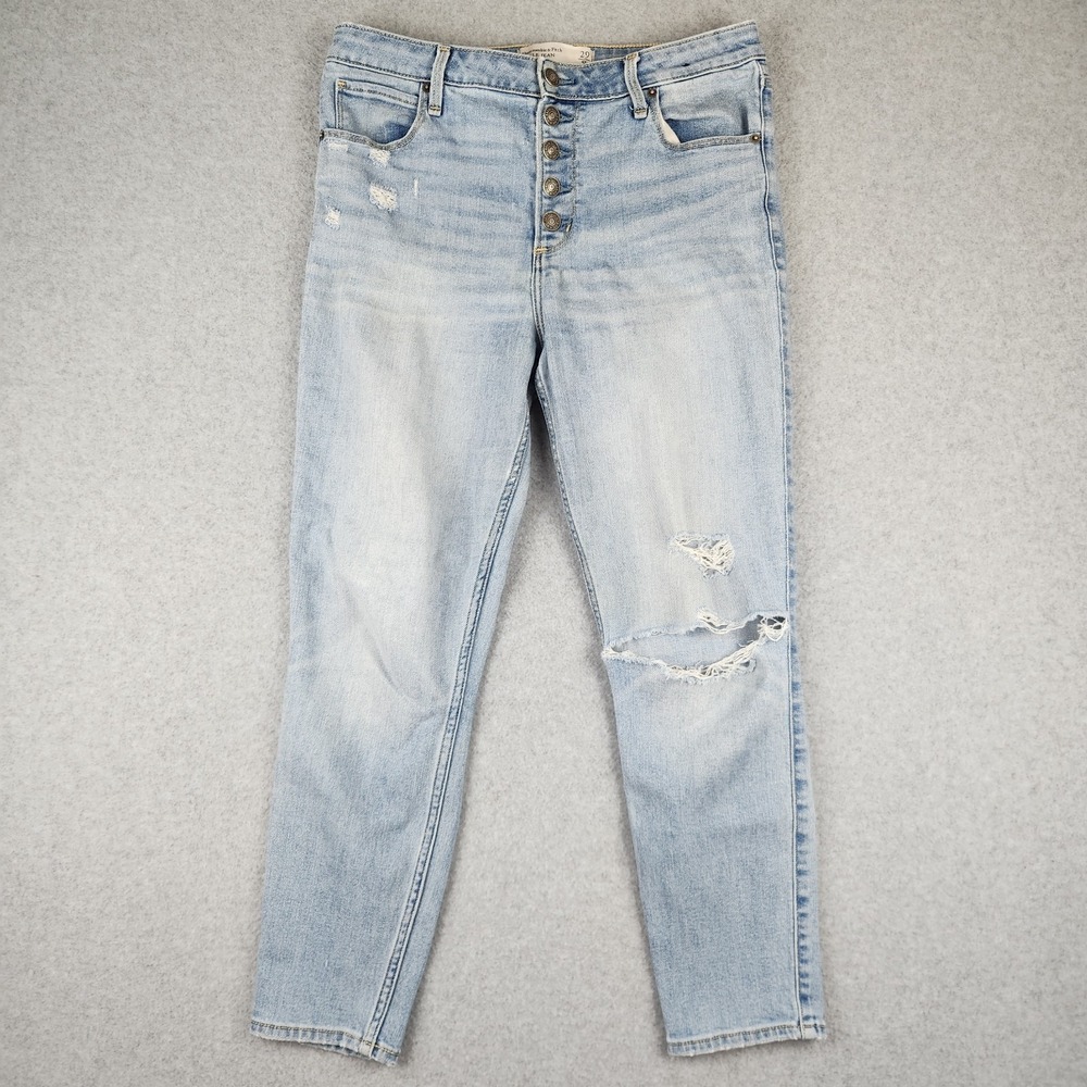 Abercrombie Ankle Jean High Rise Distressed Jeans Womens Size 29 / 8R Button Fly